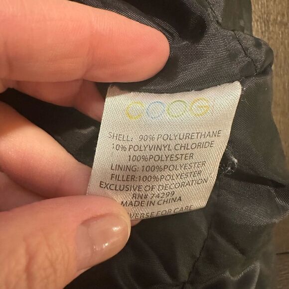 Kids Coogi jacket vegan leather moto hooded black size 10/12 - Picture 6 of 6